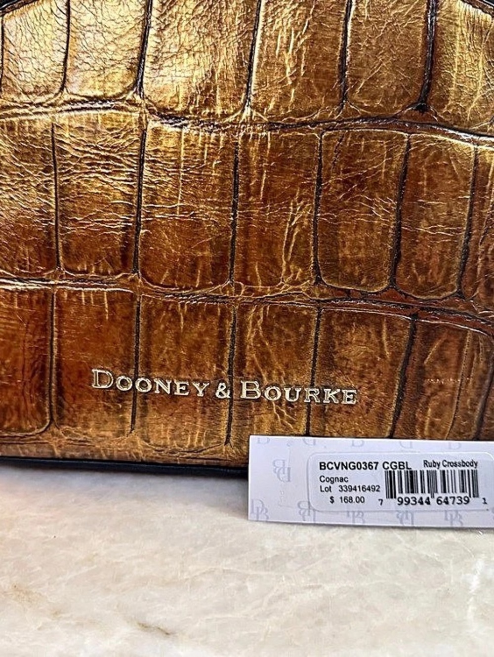 Dooney & Bourke Ruby Crossbody Crocodile-Embossed Crossbody in Brown Like New